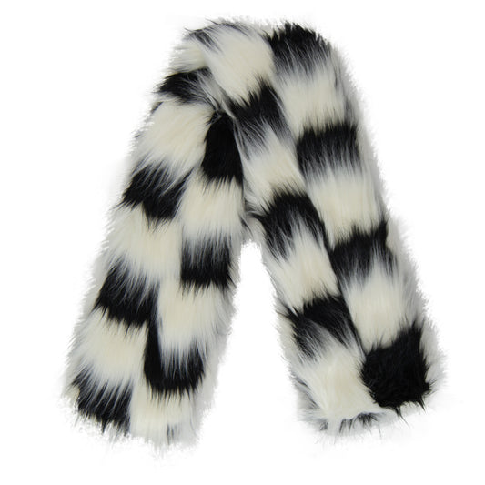 Faux Fur Checkered Scarf