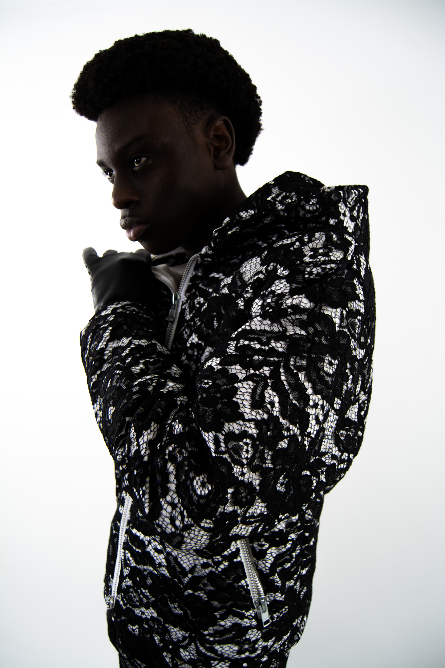 Lace Flooded Quilted Jacket (White)
