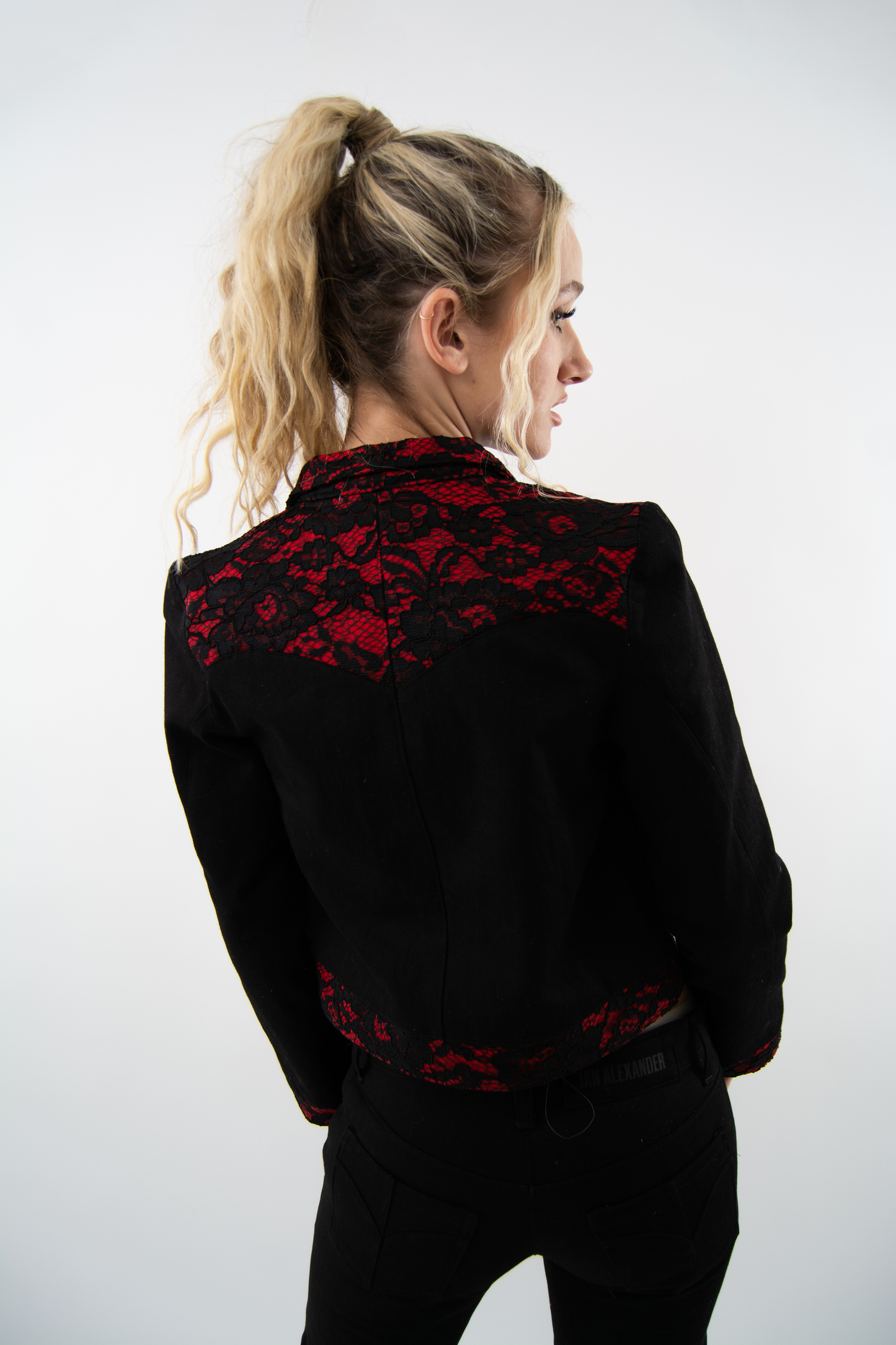 Vernita Jacket with lace appliqué (Black).