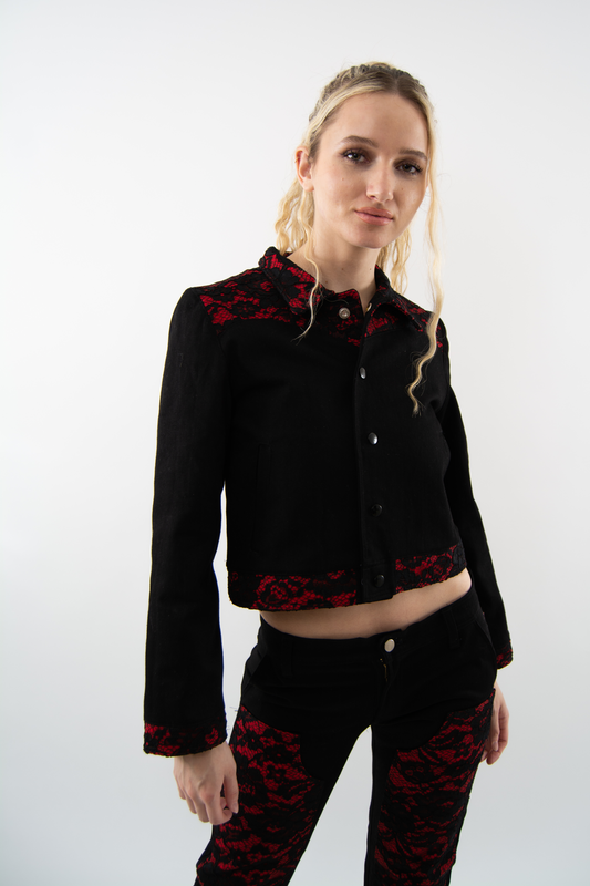 Vernita Jacket with lace appliqué (Black).